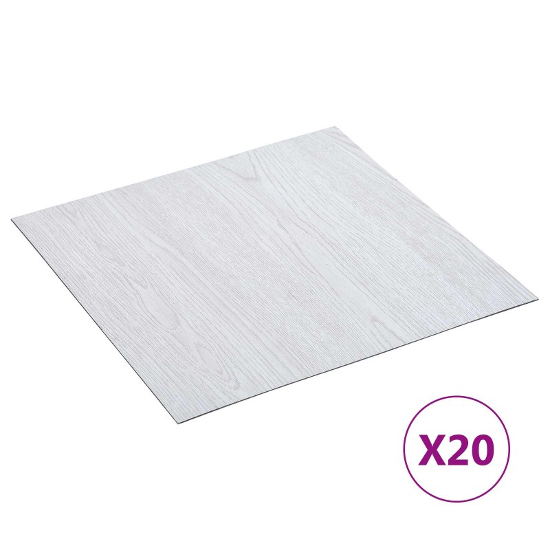 vidaXL Αυτοκόλλητα Πλάκες Δαπέδου Λευκό 30,5 x 30,5 εκ 20 τμχ. PVC