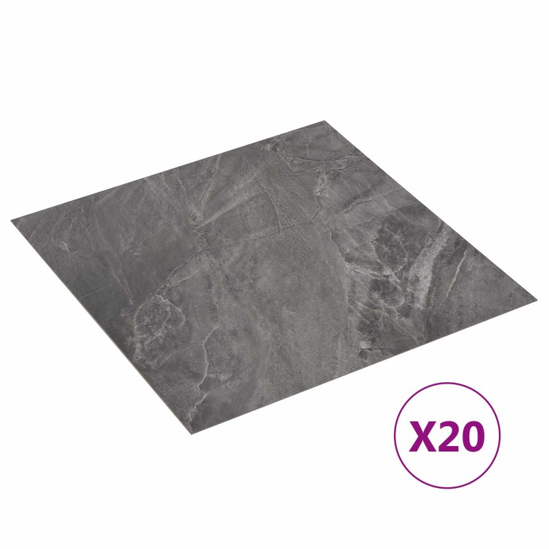 vidaXL Αυτοκόλλητα Πλάκες Δαπέδου Μαύρο 30,5 x 30,5 εκ 20 τμχ. PVC
