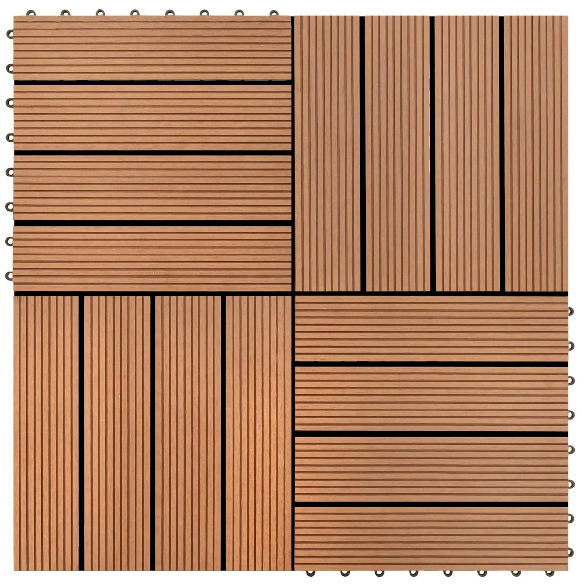 vidaXL Πλάκα Κατασκευής 11 τμχ. Καφέ 30 x 30 cm WPC