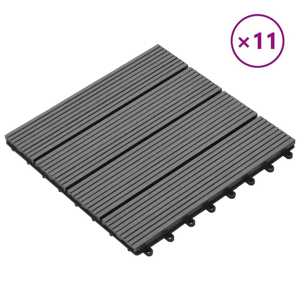 vidaXL Πλάκα Κατασκευής 11 τμχ. Γκρι 30 x 30 cm WPC