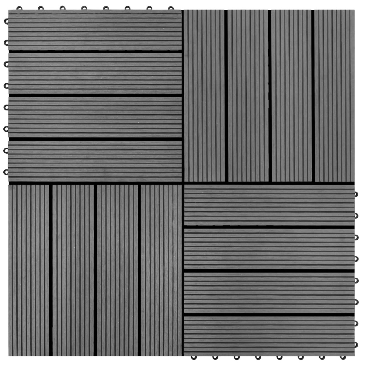 vidaXL Πλάκα Κατασκευής 11 τμχ. Γκρι 30 x 30 cm WPC