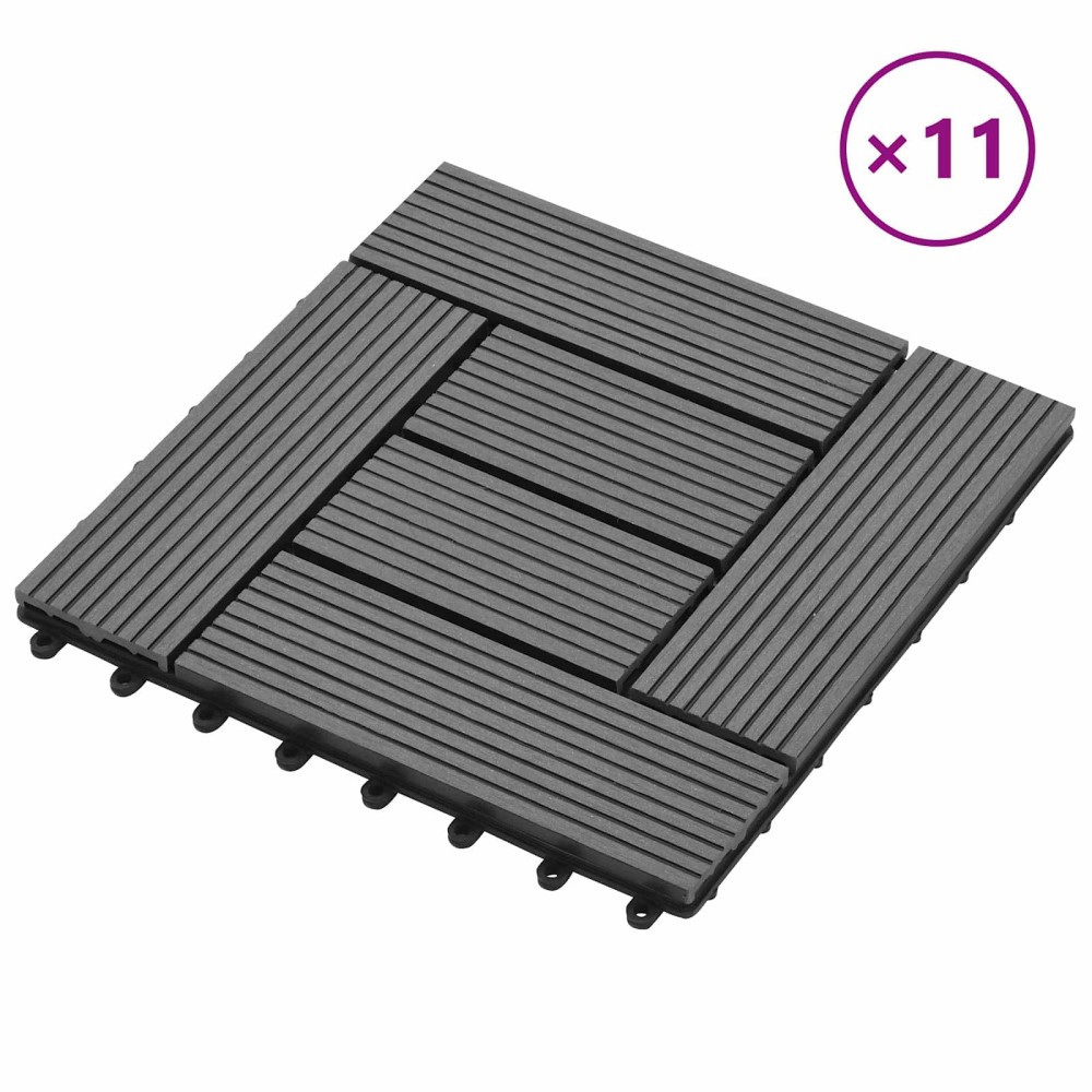 vidaXL Πλάκα Κατασκευής 11 τμχ. Γκρι 30 x 30 cm WPC