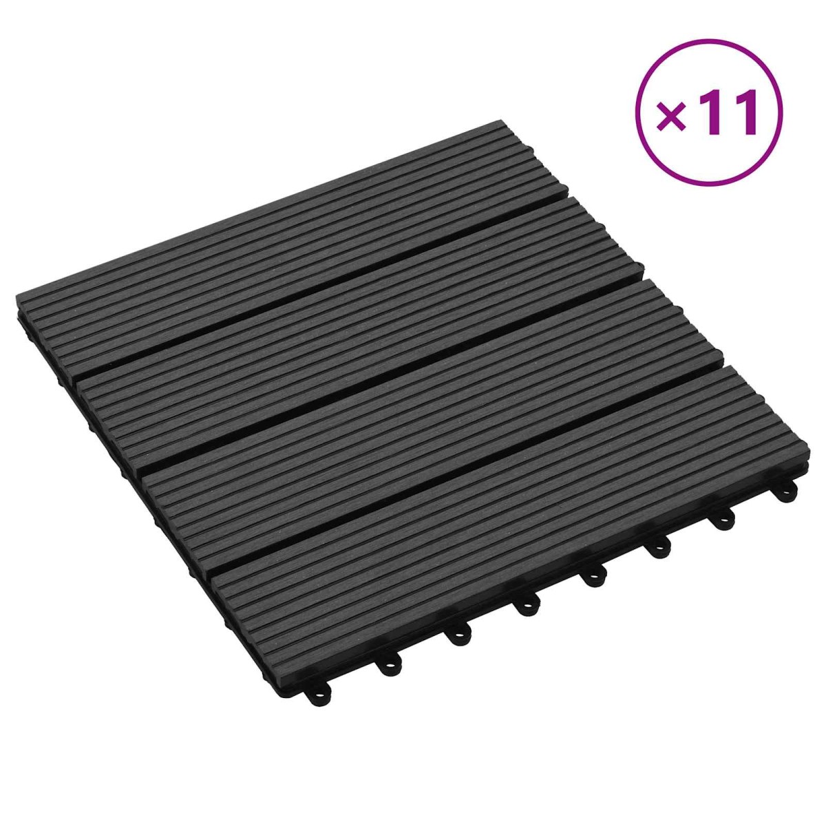 vidaXL Πλάκα Κατασκευής 11 τμχ. Μαύρο 30 x 30 cm WPC