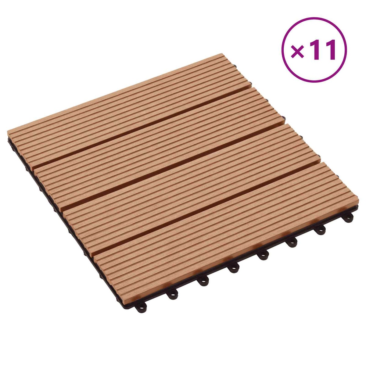 vidaXL Πλάκα Κατασκευής 11 τμχ. Ξύλο teak 30 x 30 cm WPC