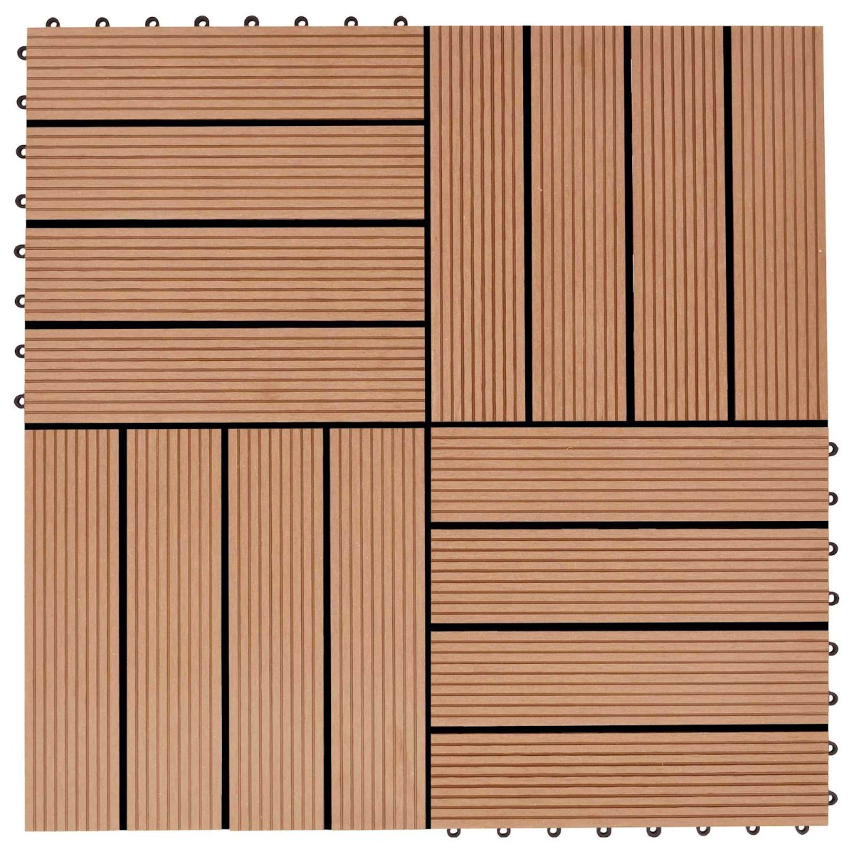 vidaXL Πλάκα Κατασκευής 11 τμχ. Ξύλο teak 30 x 30 cm WPC