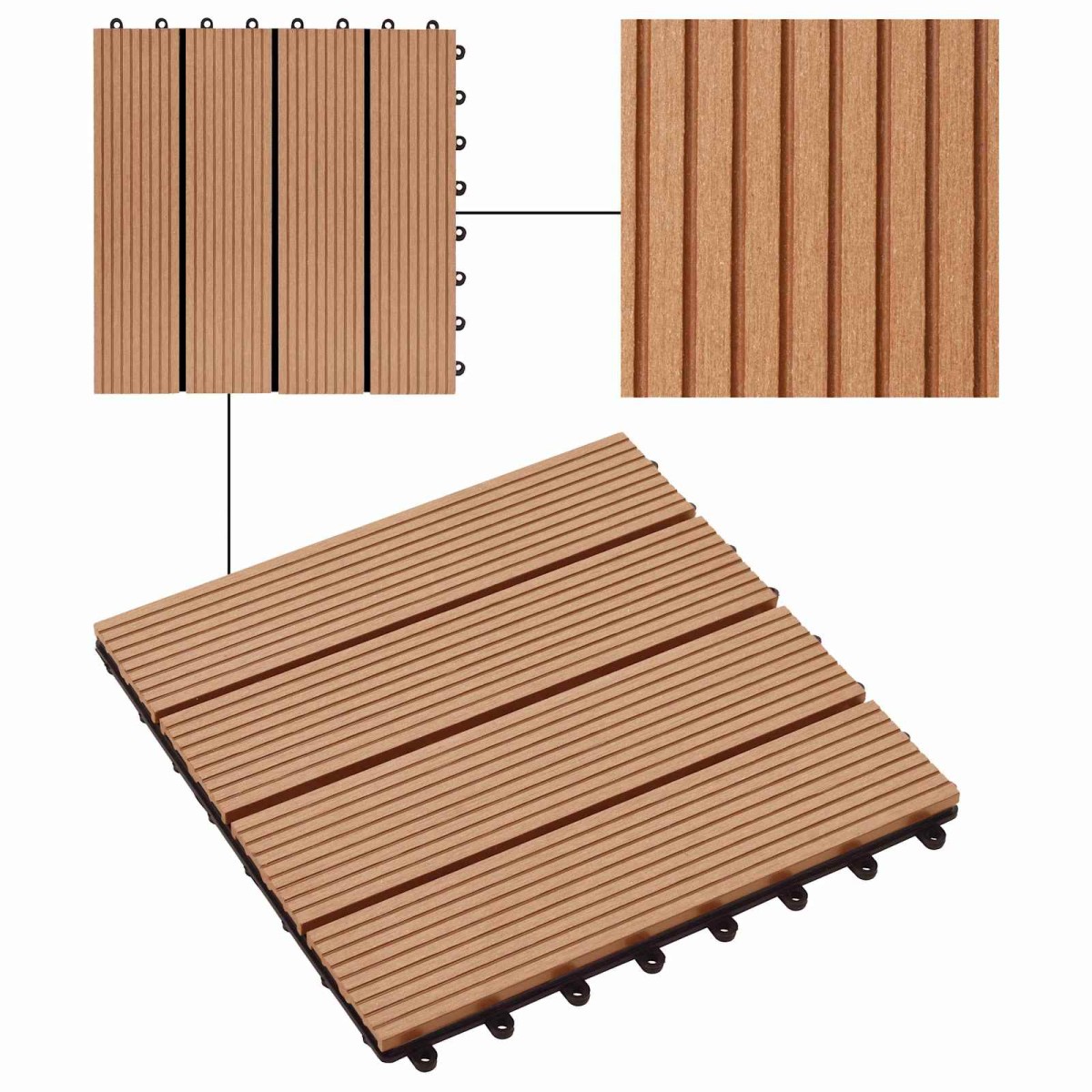 vidaXL Πλάκα Κατασκευής 11 τμχ. Ξύλο teak 30 x 30 cm WPC