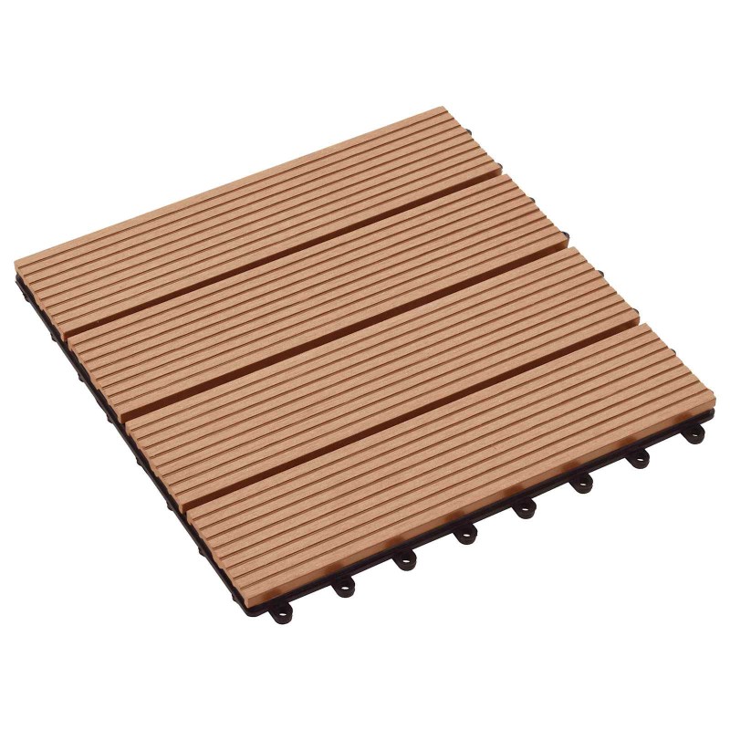 vidaXL Πλάκα Κατασκευής 11 τμχ. Ξύλο teak 30 x 30 cm WPC