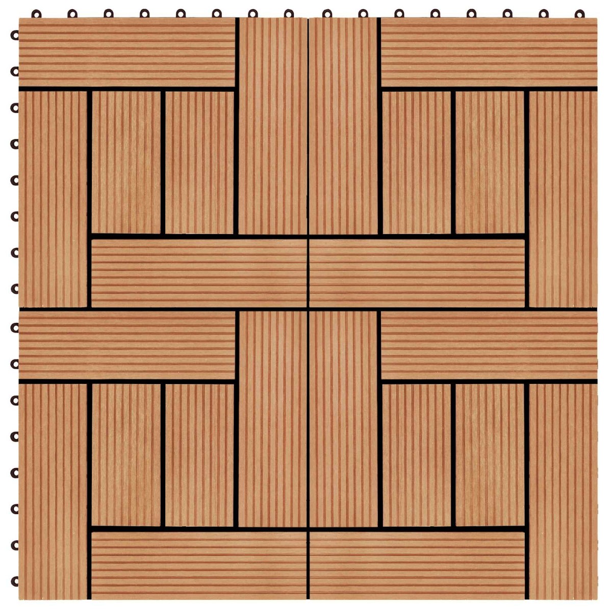 vidaXL Πλάκα Κατασκευής 11 τμχ. Ξύλο teak 30 x 30 cm WPC