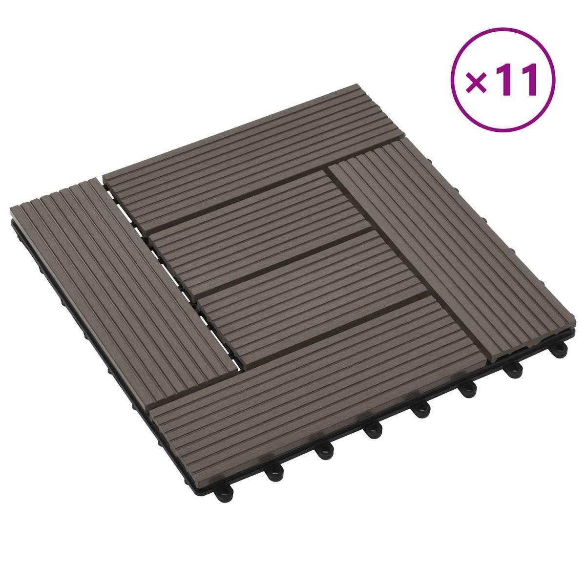 vidaXL Πλάκα Κατασκευής 11 τμχ. Σκούρο Καφέ 30 x 30 cm WPC