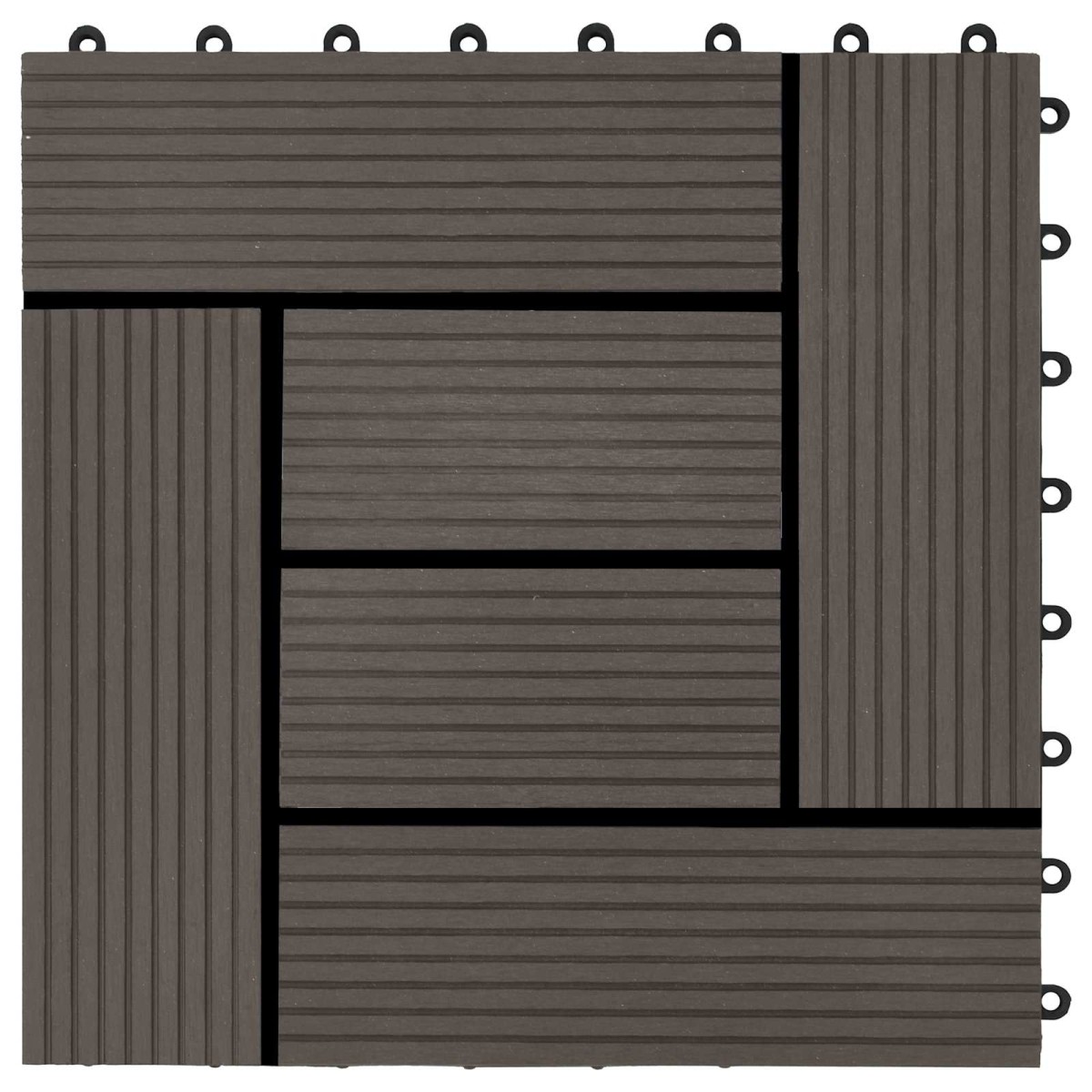 vidaXL Πλάκα Κατασκευής 11 τμχ. Σκούρο Καφέ 30 x 30 cm WPC