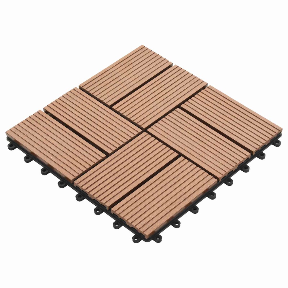vidaXL Πλάκα Κατασκευής 11 τμχ. Καφέ 30 x 30 cm WPC