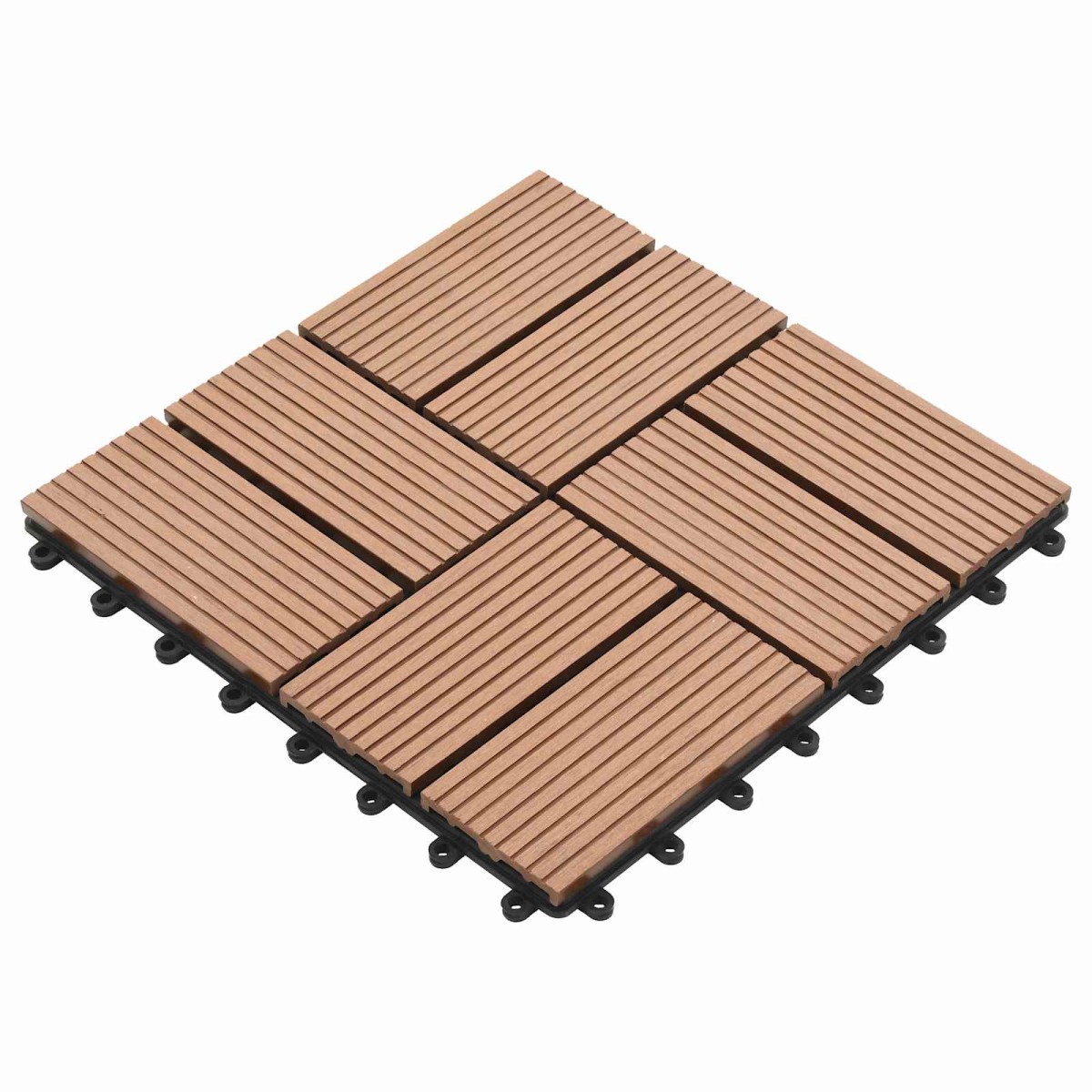 vidaXL Πλάκα Κατασκευής 11 τμχ. Καφέ 30 x 30 cm WPC
