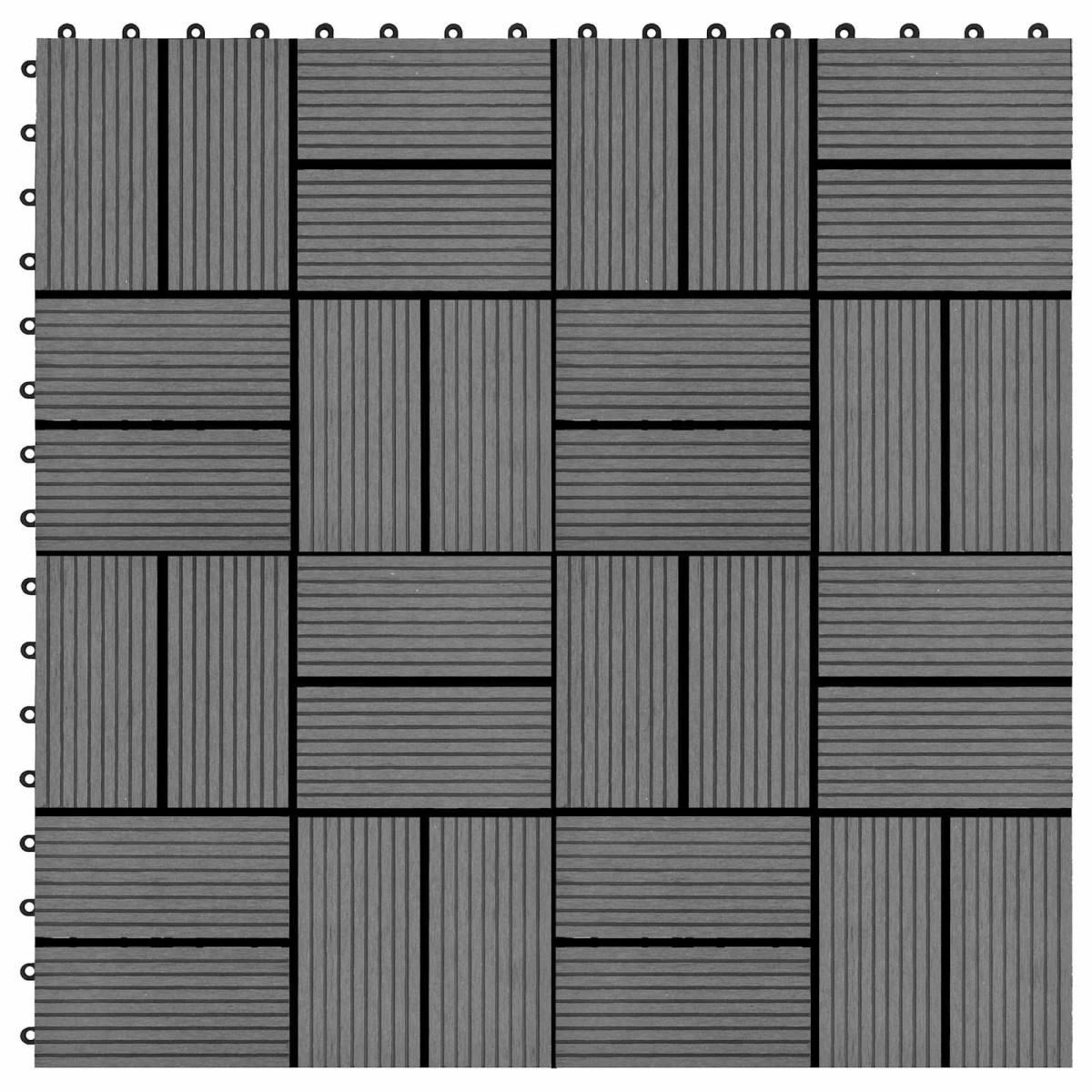 vidaXL Πλάκα Κατασκευής 11 τμχ. Γκρι 30 x 30 cm WPC