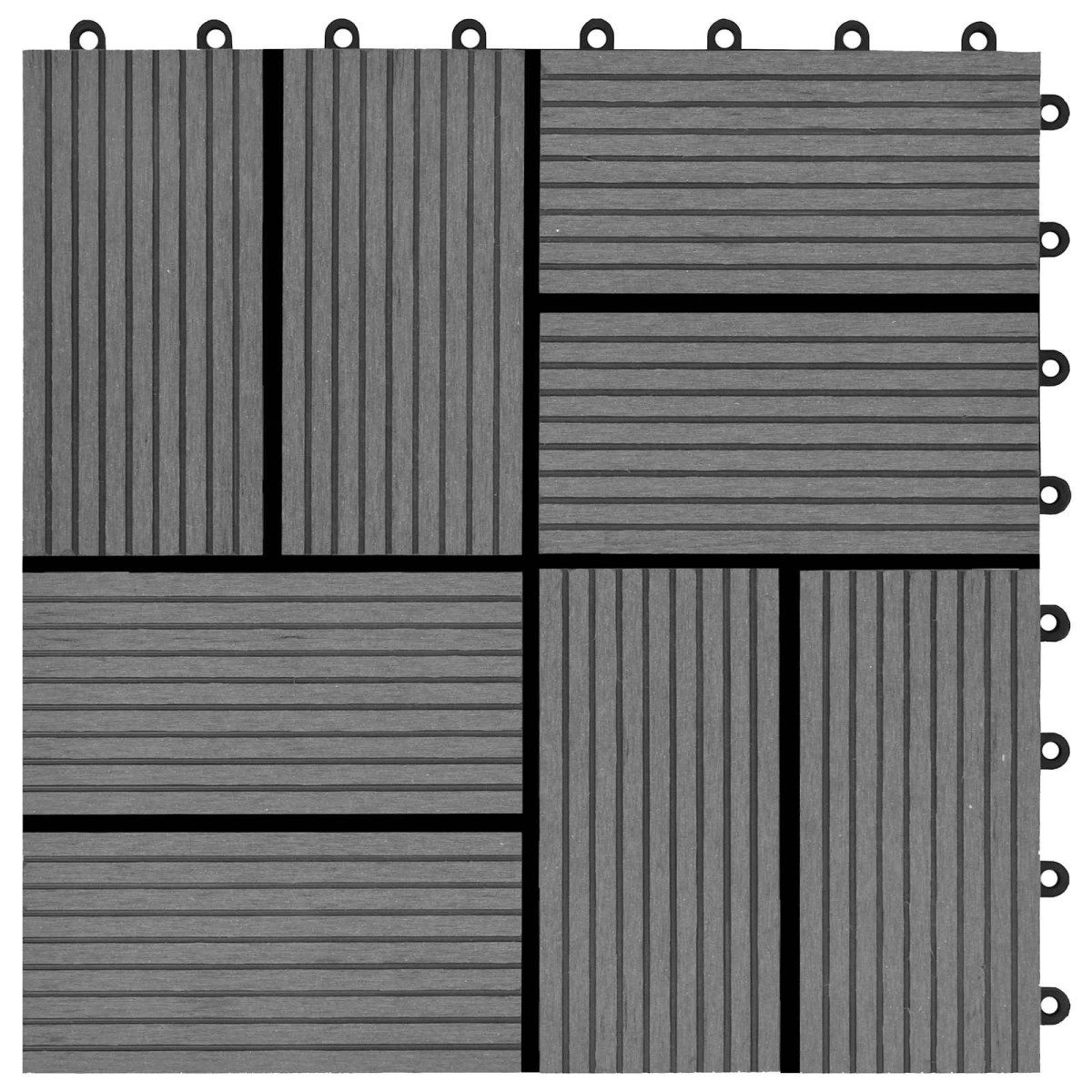 vidaXL Πλάκα Κατασκευής 11 τμχ. Γκρι 30 x 30 cm WPC