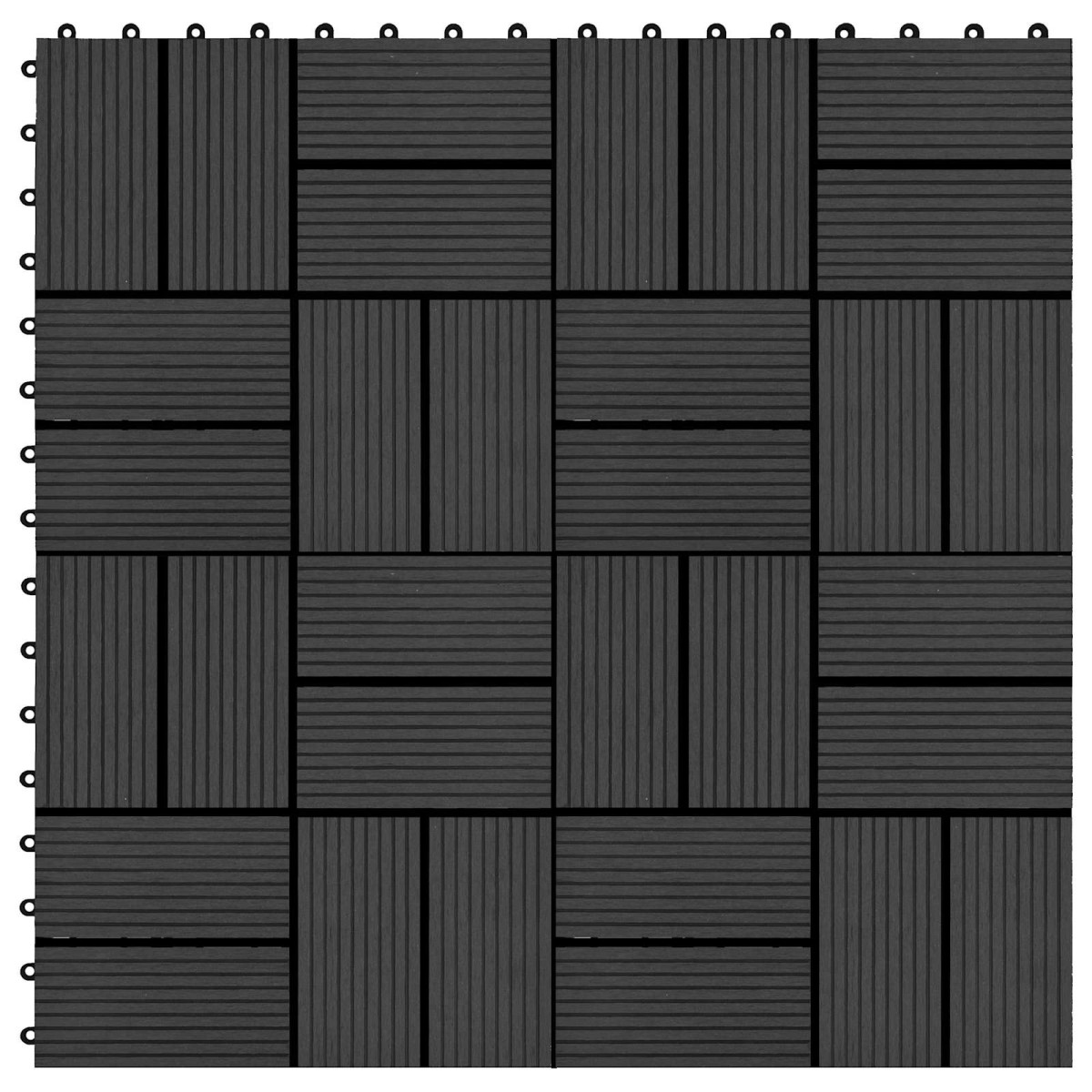 vidaXL Πλάκα Κατασκευής 11 τμχ. Μαύρο 30 x 30 cm WPC
