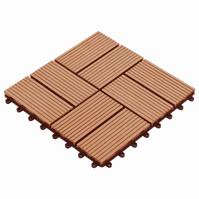 vidaXL Πλάκα Κατασκευής 11 τμχ. Ξύλο teak 30 x 30 cm WPC