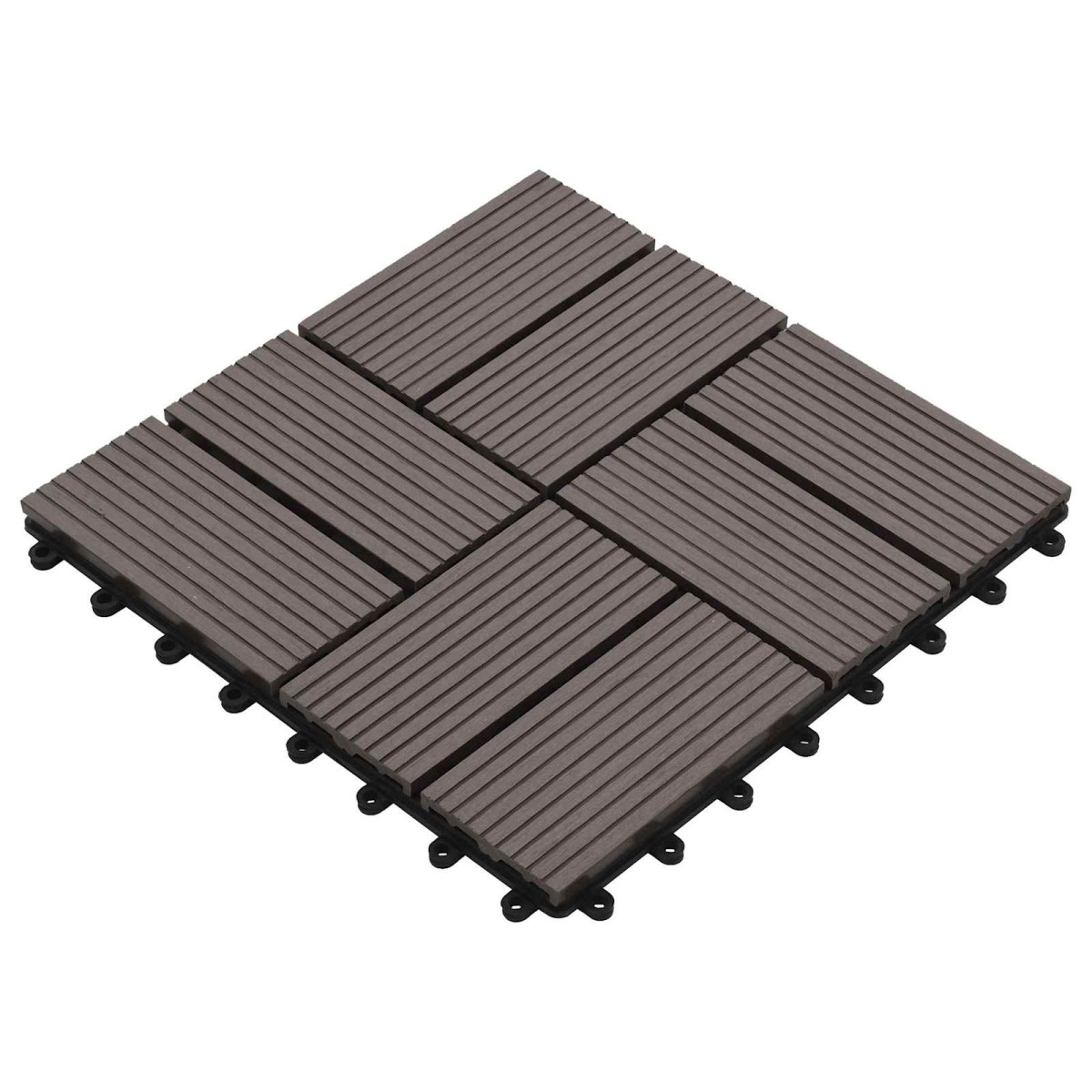 vidaXL Πλάκα Κατασκευής 11 τμχ. Σκούρο Καφέ 30 x 30 cm WPC