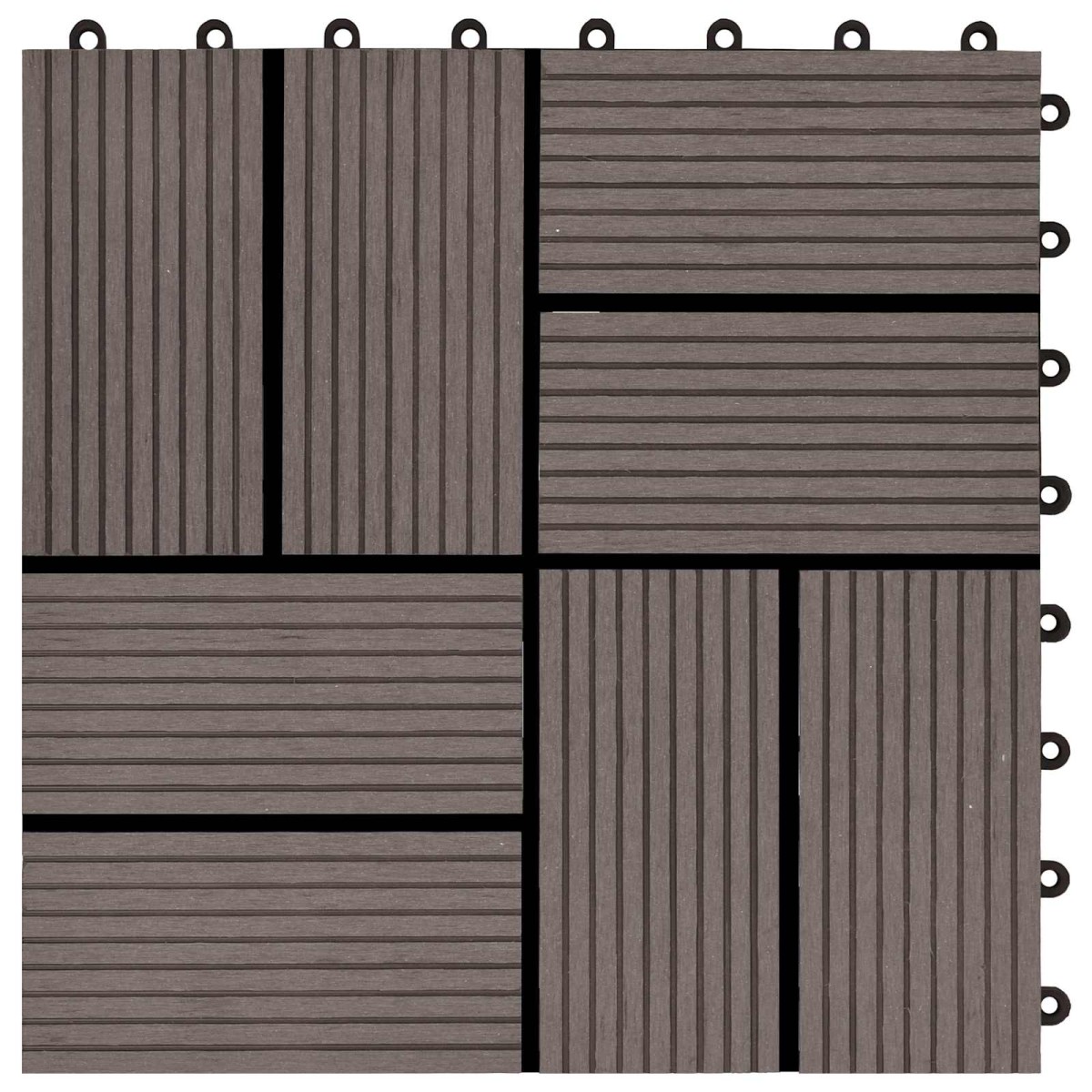 vidaXL Πλάκα Κατασκευής 11 τμχ. Σκούρο Καφέ 30 x 30 cm WPC