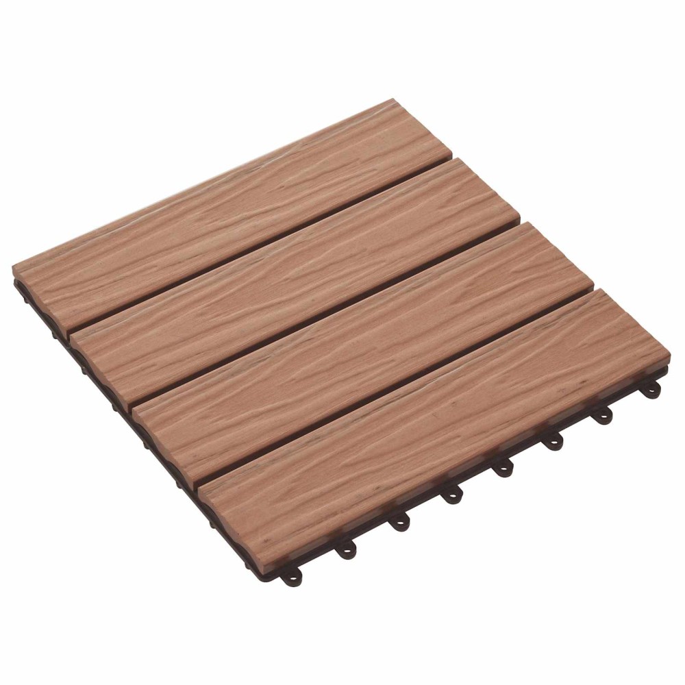 vidaXL Πλάκα Κατασκευής 11 τεμ. Ανοιχτό καφέ 30 x 30 cm WPC