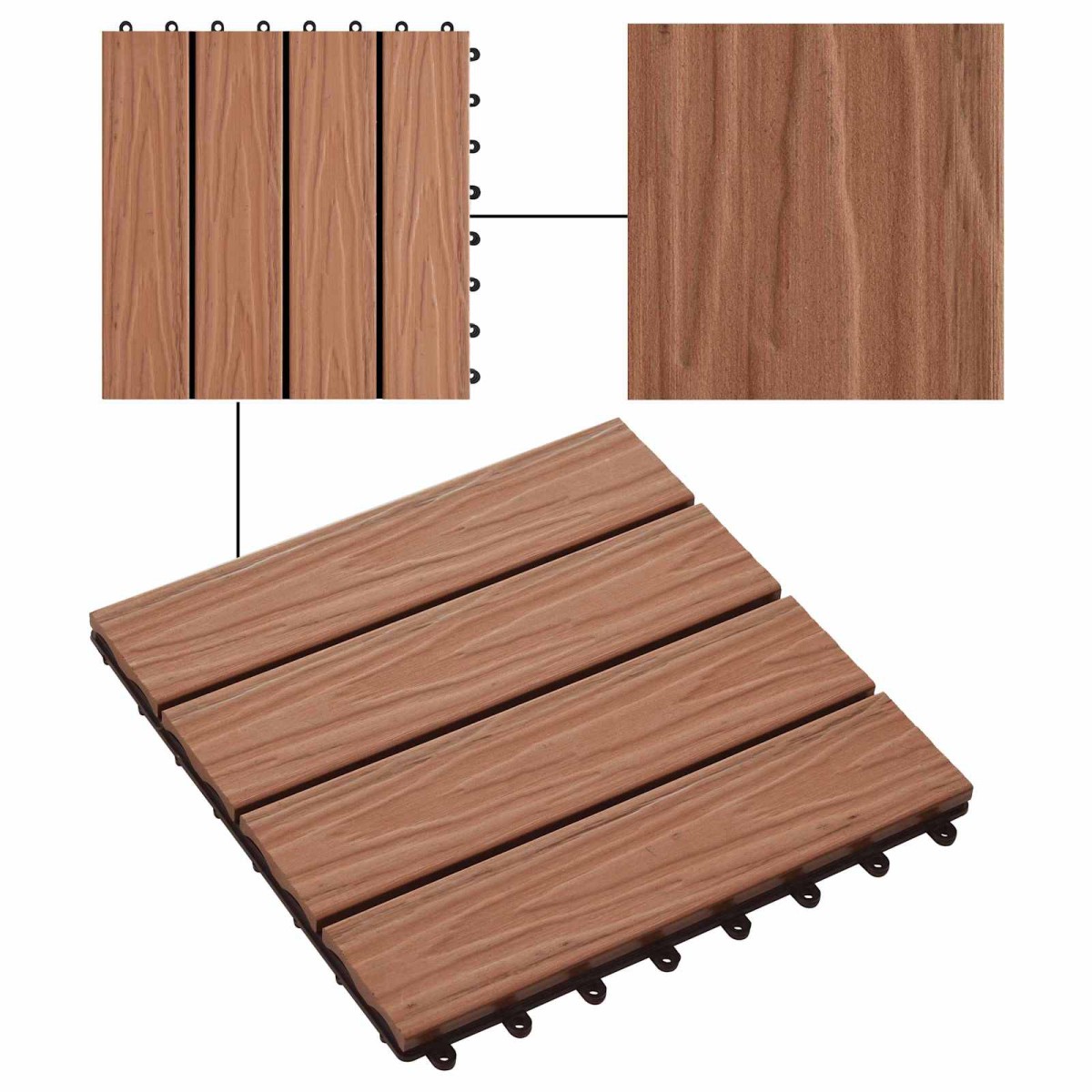 vidaXL Πλάκα Κατασκευής 11 τεμ. Ανοιχτό καφέ 30 x 30 cm WPC
