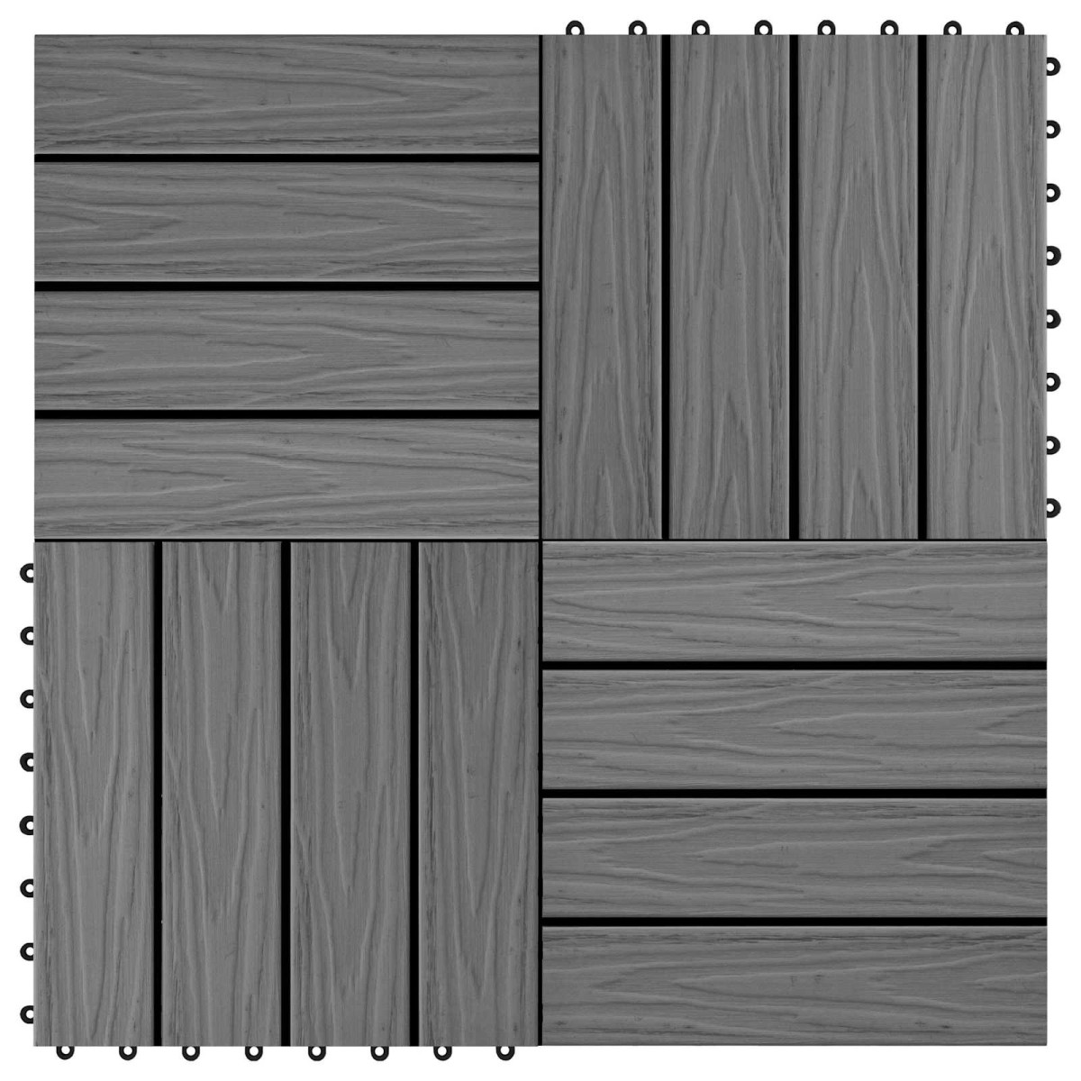 vidaXL Πλάκα Κατασκευής 3D Σχεδίαση 11 τεμ. Γκρι 30 x 30 cm WPC