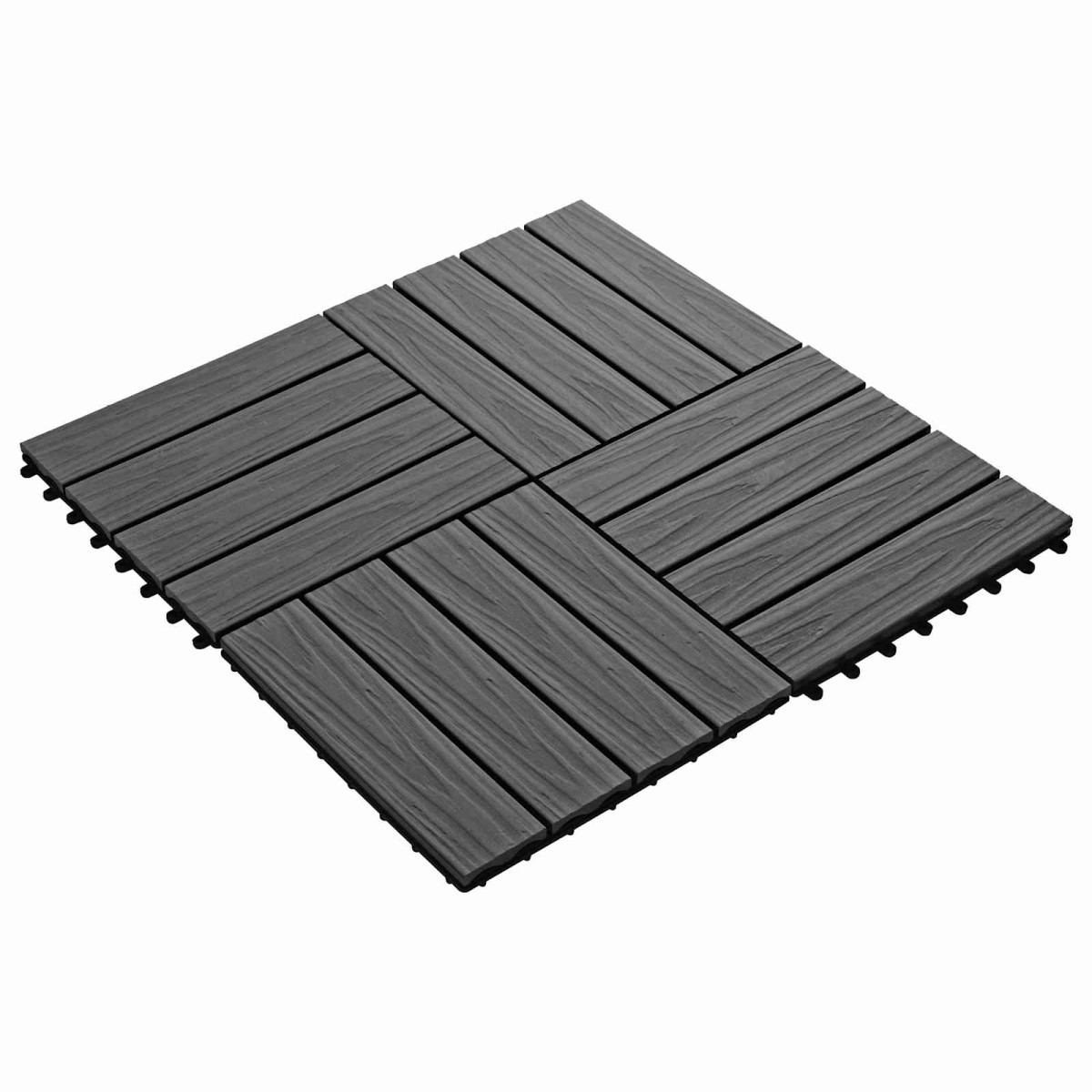 vidaXL Πλάκα Κατασκευής 3D Σχεδίαση 11 τεμ. Μαύρο 30 x 30 cm WPC