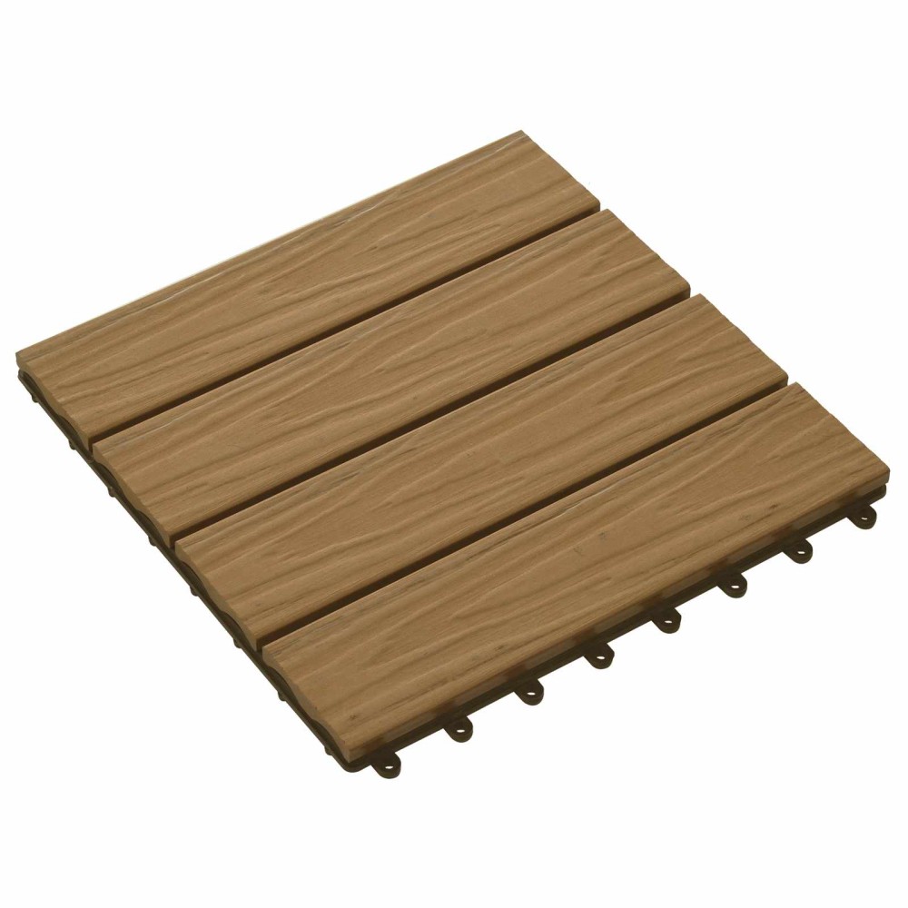 vidaXL Πλάκα Κατασκευής 3D Σχεδίαση 11 τεμ. Ξύλο teak 30 x 30 cm WPC