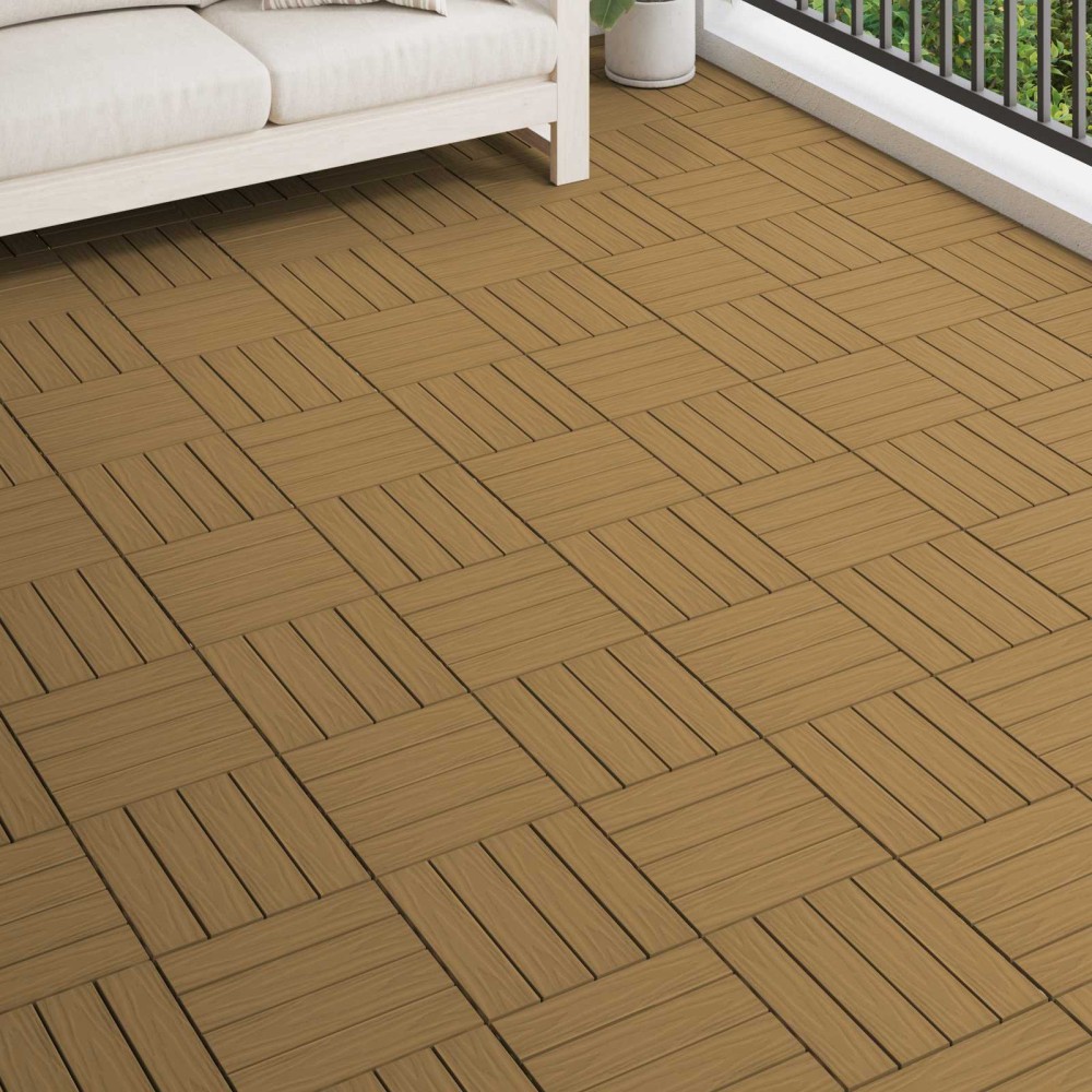 vidaXL Πλάκα Κατασκευής 3D Σχεδίαση 11 τεμ. Ξύλο teak 30 x 30 cm WPC