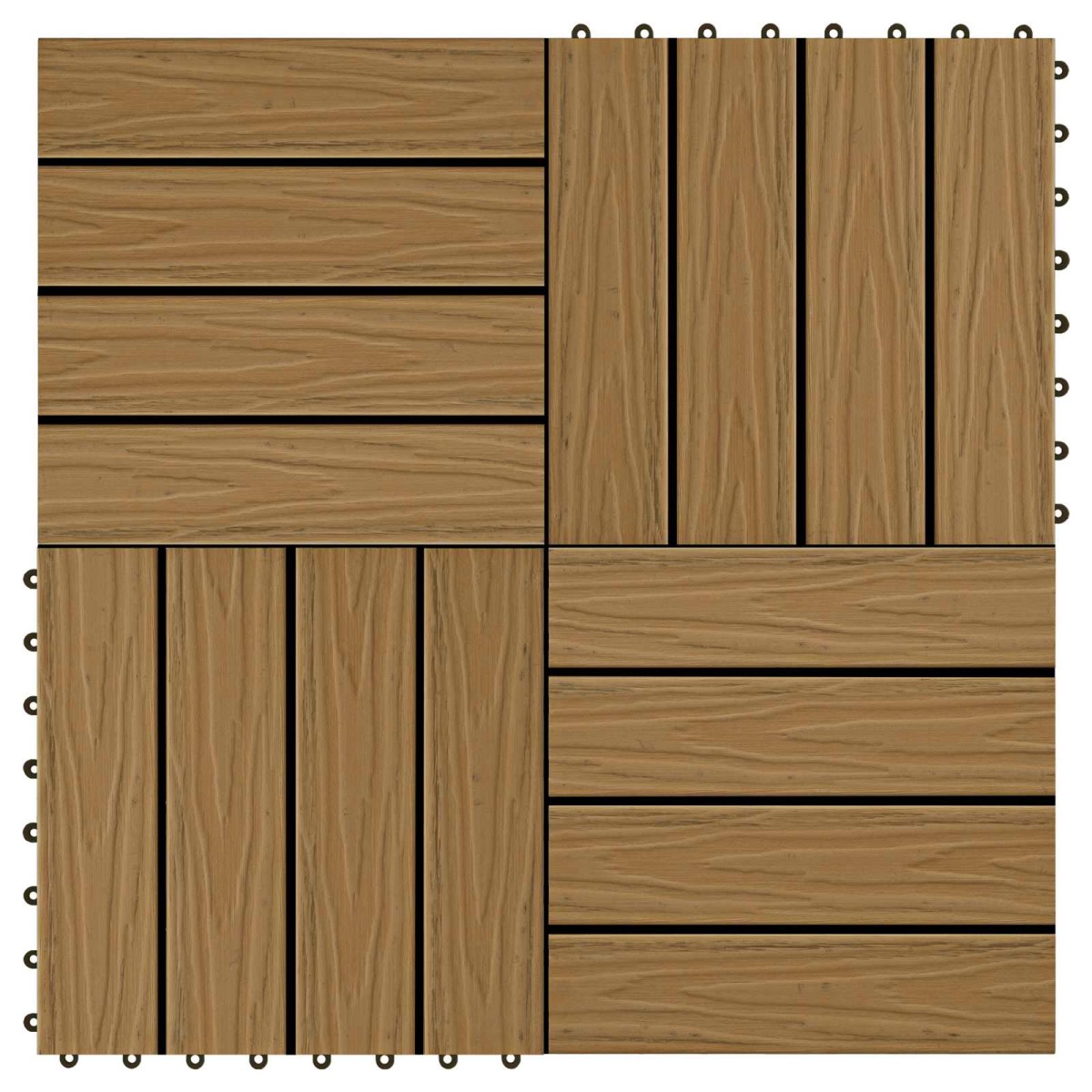 vidaXL Πλάκα Κατασκευής 3D Σχεδίαση 11 τεμ. Ξύλο teak 30 x 30 cm WPC