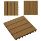 vidaXL Πλάκα Κατασκευής 3D Σχεδίαση 11 τεμ. Ξύλο teak 30 x 30 cm WPC