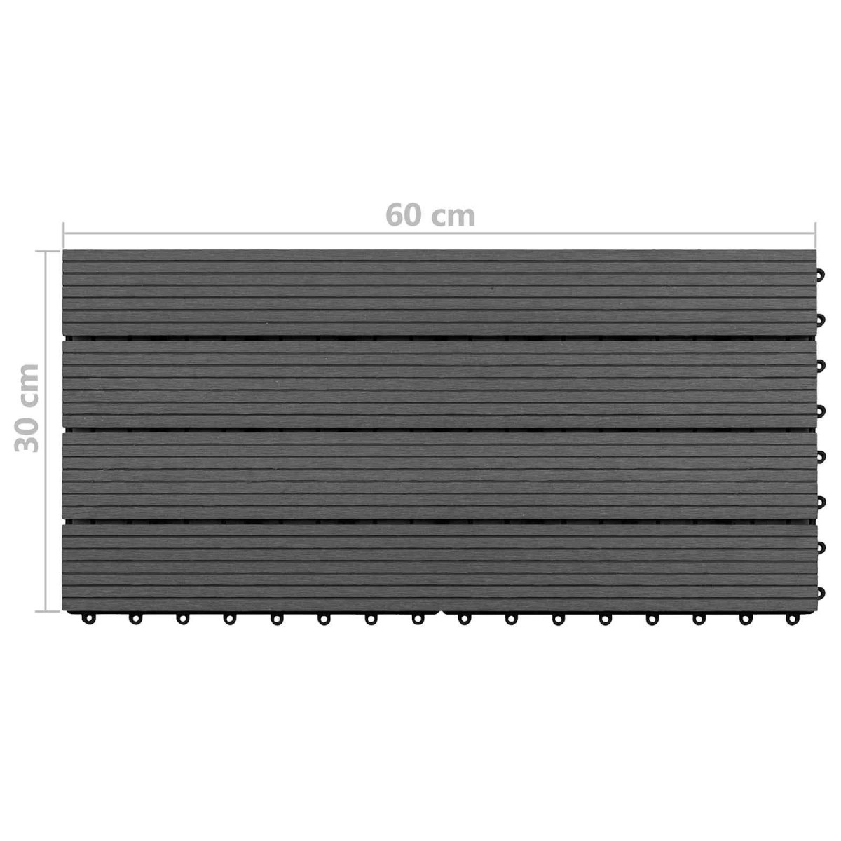 vidaXL Πλάκα Κατασκευής 6 τεμ. Μαύρο 60 x 30 cm WPC