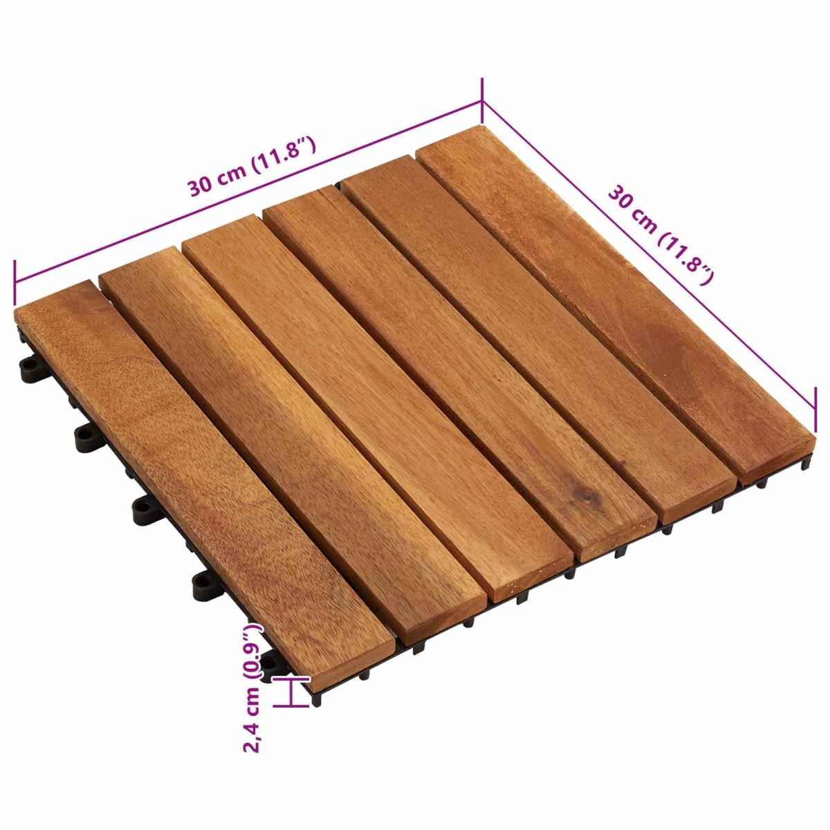 vidaXL Πλάκα Κατασκευής 10 τεμ. Καφέ 30 x 30 cm Ξύλο Ακακίας