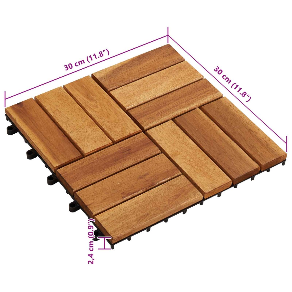 vidaXL Πλάκα Κατασκευής 10 τεμ. Καφέ 30 x 30 cm Ξύλο Ακακίας