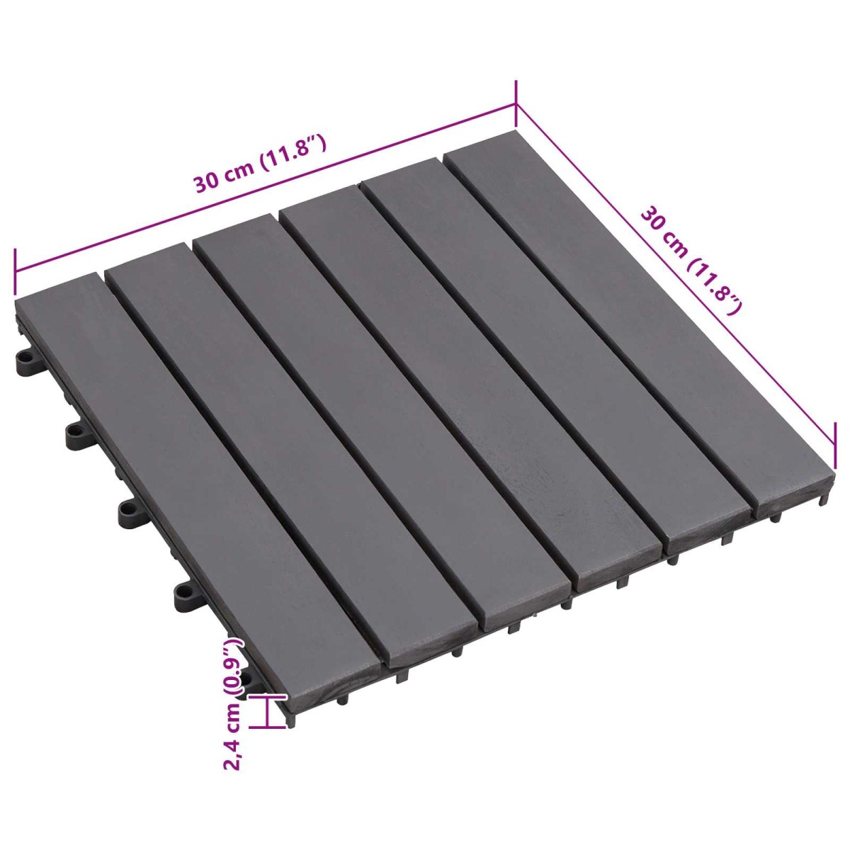 vidaXL Πλάκα Κατασκευής 10 τεμ. Γκρι 30 x 30 cm Ξύλο Ακακίας