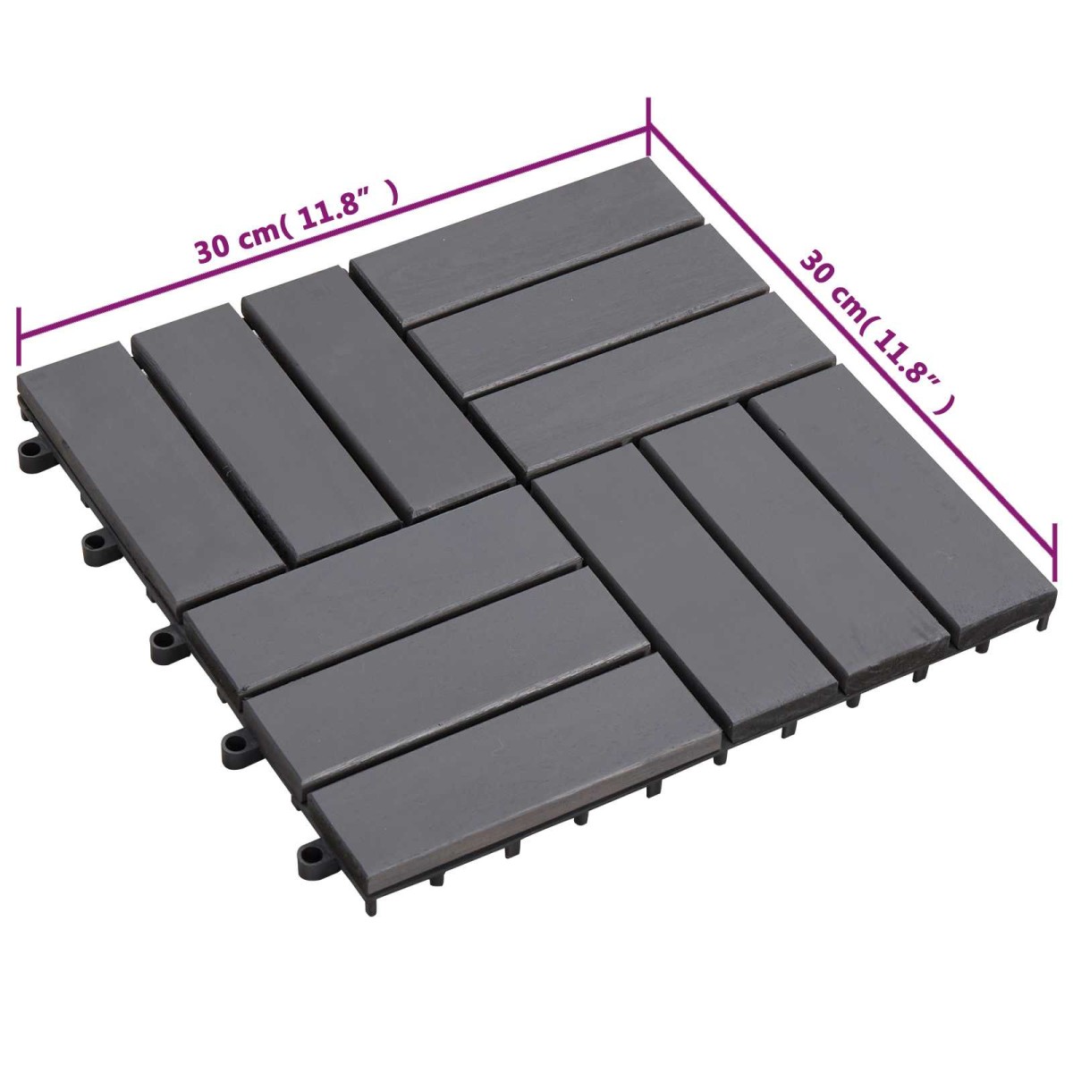 vidaXL Πλάκα Κατασκευής 10 τεμ. Γκρι 30 x 30 cm Ξύλο Ακακίας