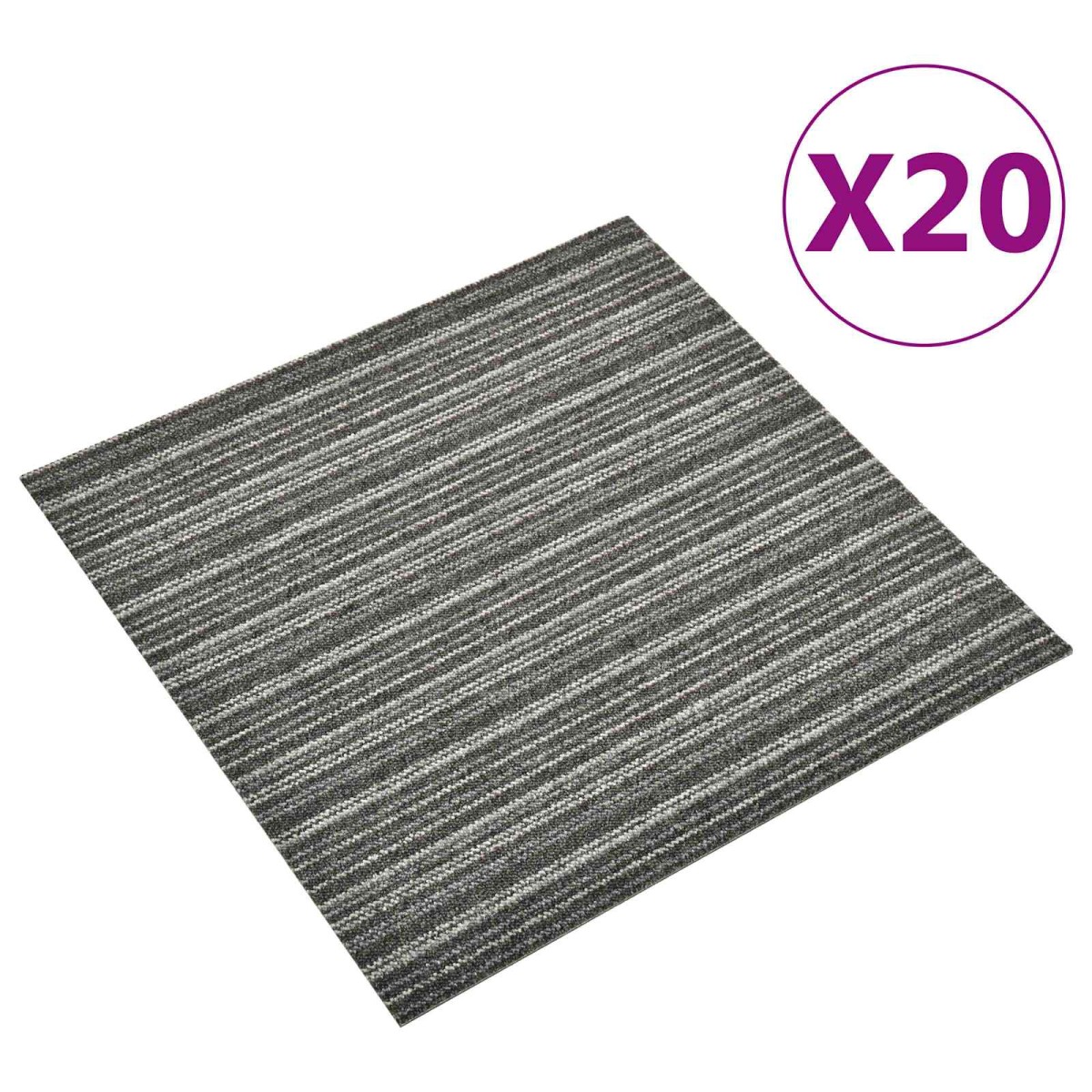 vidaXL Χαλί 20 τμχ. Ριγέ ανθρακί 50 x 50 cm 100% Πολυπροπυλένιο