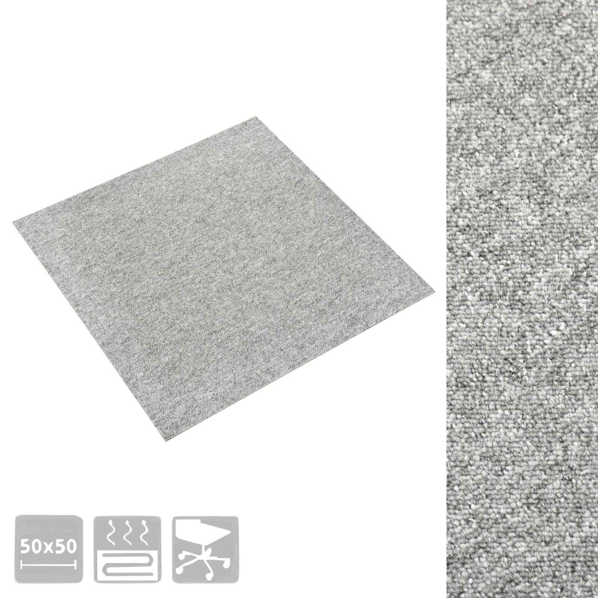 vidaXL Χαλί 20 τμχ. Ανοιχτό γκρι 50 x 50 cm 100% Πολυπροπυλένιο