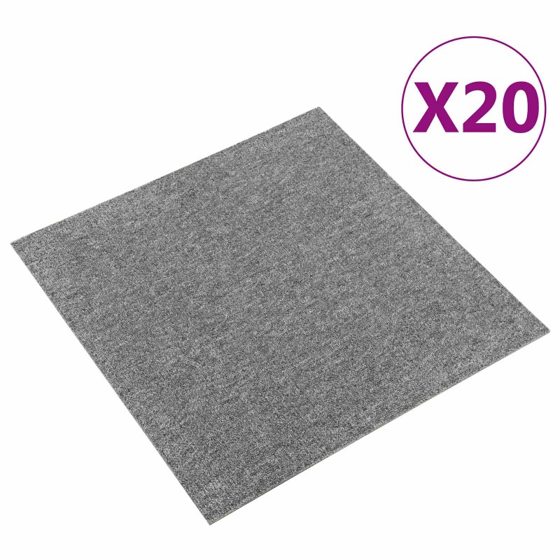 vidaXL Χαλί 20 τμχ. Γκρι 50 x 50 cm 100% Πολυπροπυλένιο