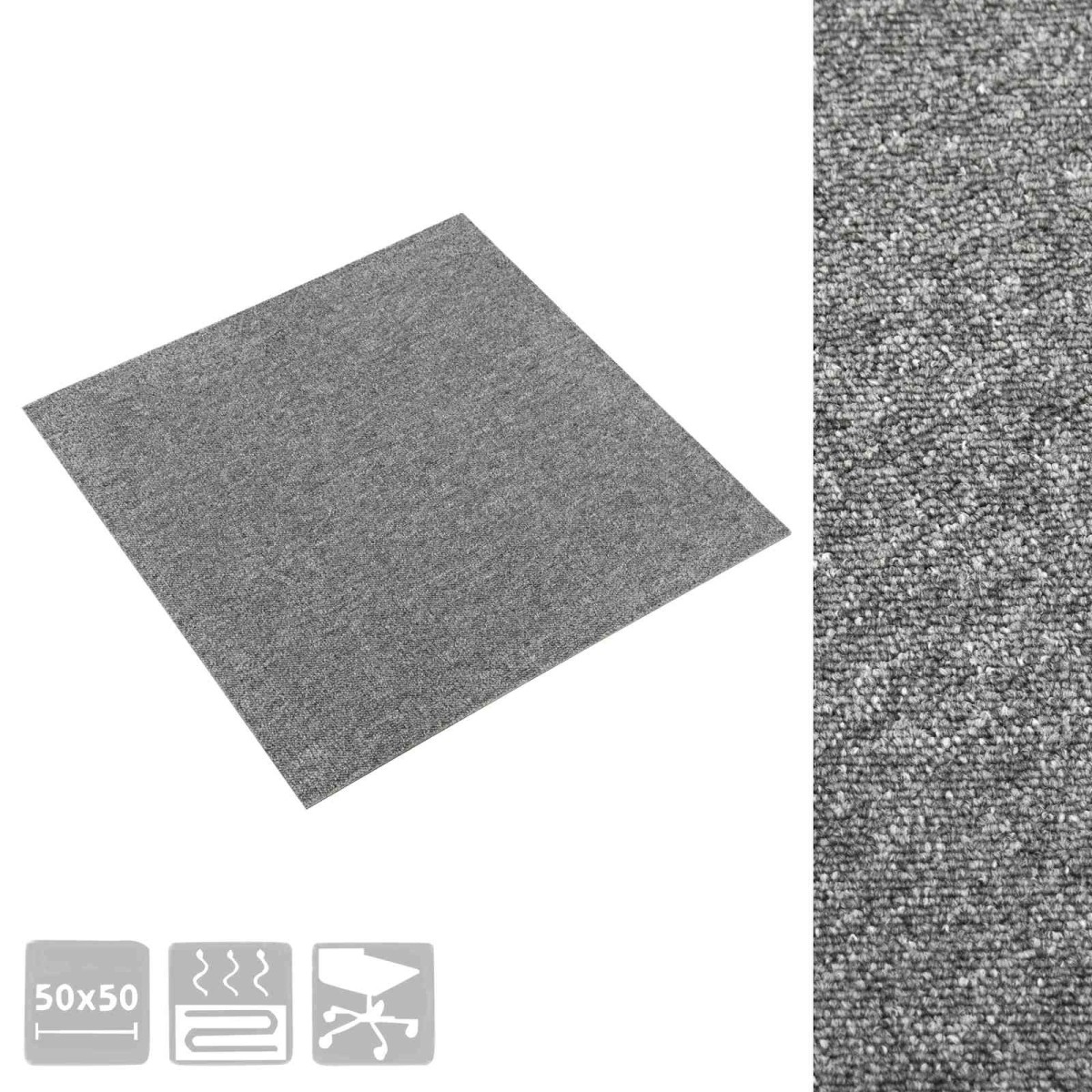 vidaXL Χαλί 20 τμχ. Γκρι 50 x 50 cm 100% Πολυπροπυλένιο