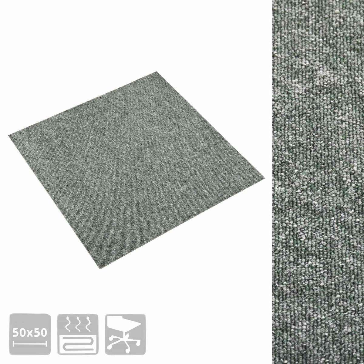 vidaXL Χαλί 20 τμχ. Πράσινο 50 x 50 cm 100% Πολυπροπυλένιο