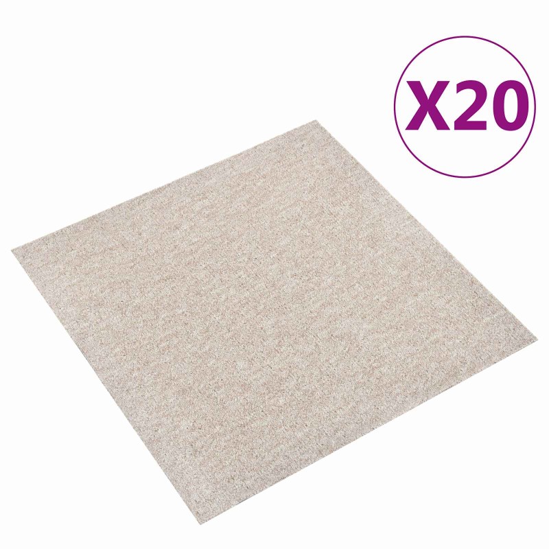 vidaXL Χαλί 20 τμχ. Ανοιχτό μπεζ. 50 x 50 cm 100% Πολυπροπυλένιο
