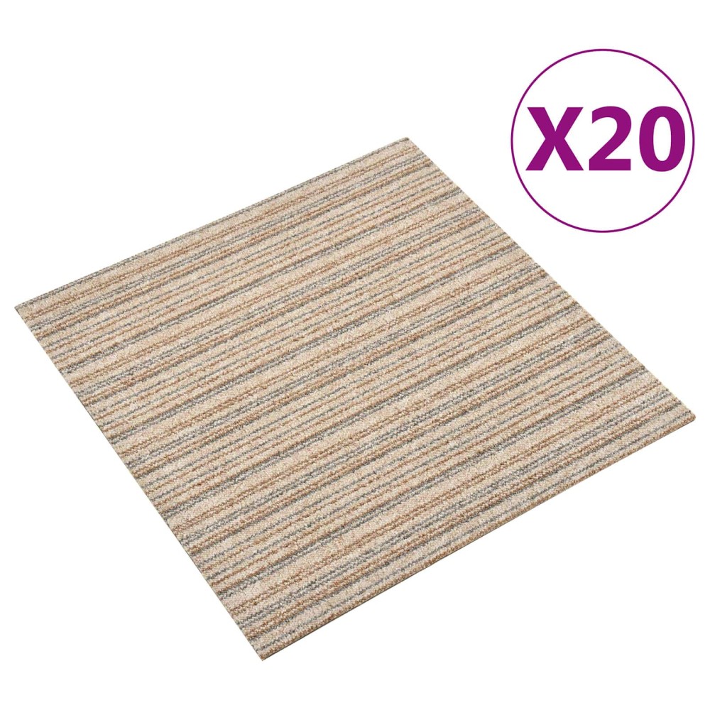 vidaXL Χαλί 20 τμχ. Ριγέ μπεζ 50 x 50 cm 100% Πολυπροπυλένιο