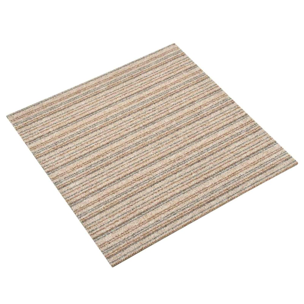 vidaXL Χαλί 20 τμχ. Ριγέ μπεζ 50 x 50 cm 100% Πολυπροπυλένιο