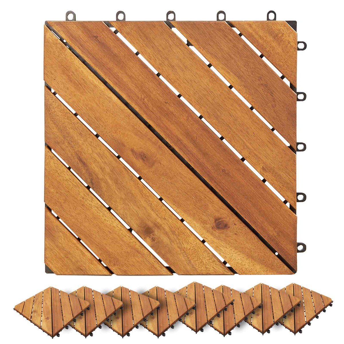 vidaXL Πλάκα Κατασκευής 10 τεμ. Καφέ 30 x 30 cm Ξύλο Ακακίας