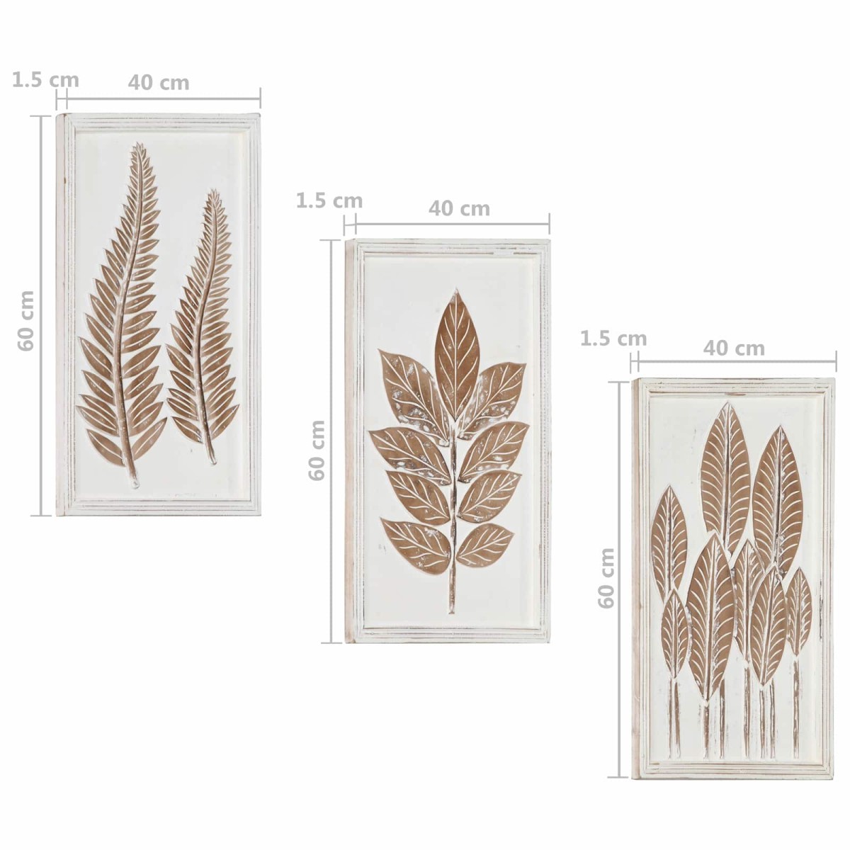 vidaXL Διακόσμηση Τέχνης 3 τμχ. 40 x 40 x 1,5 cm Καφέ και Λευκό