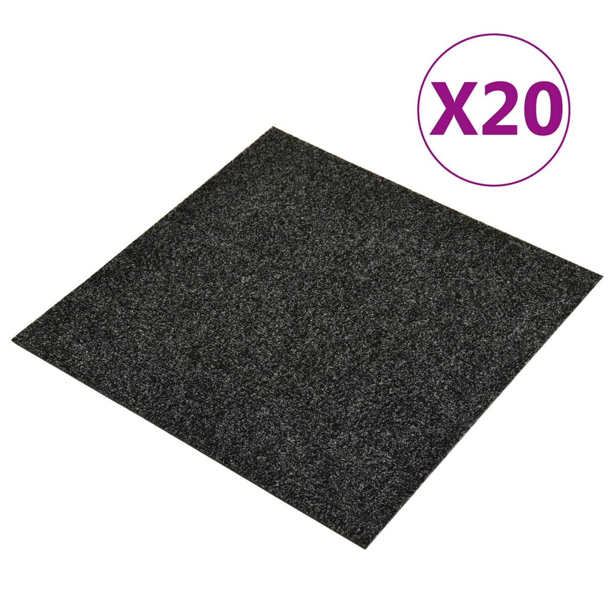 vidaXL Χαλί Μαύρο 50 x 50 cm 20 τμχ. Ορυκτή άσφαλτος