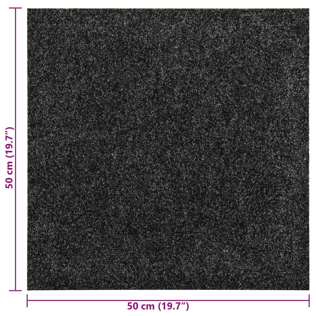vidaXL Χαλί Μαύρο 50 x 50 cm 20 τμχ. Ορυκτή άσφαλτος