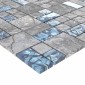 vidaXL Μωσαϊκό Πλακάκι 11 τμχ. 50 x 50 cm Γκρι και Μπλε Γυαλί