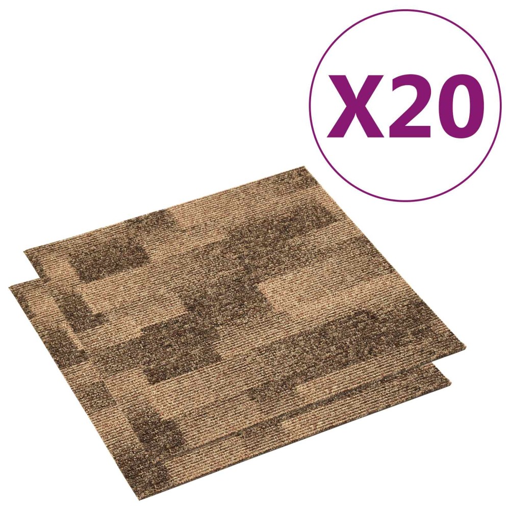 vidaXL Χάλι Δαπέδου 20 τμχ. Καφέ 50 x 50 cm PP
