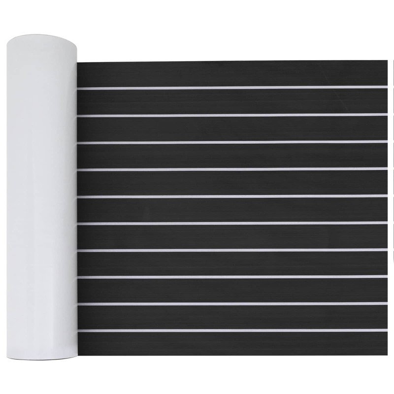 vidaXL Ματ Σκάφους Ριγέ Σκούρο Γκρι και Λευκό 240 x 60 cm EVA